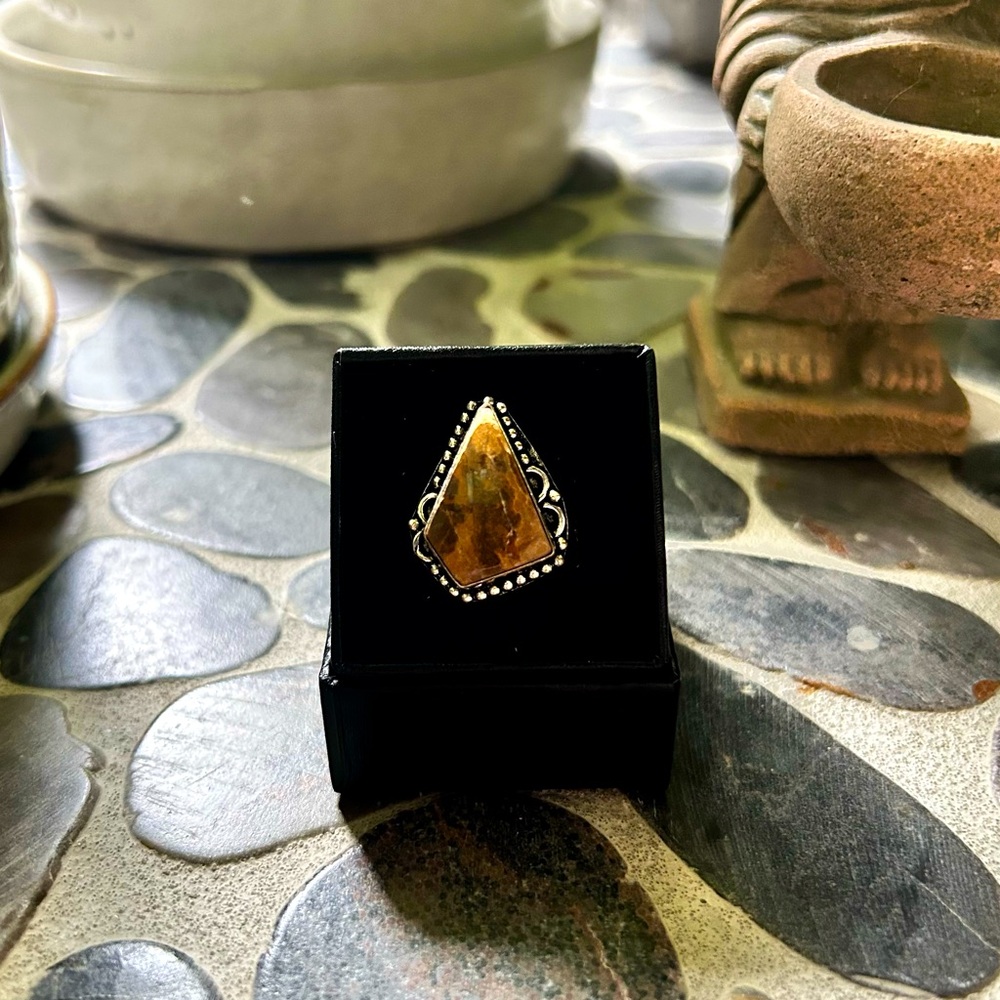 Brown Agate Sterling Silver Ring
